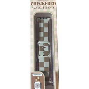 PrimeConnect Checkered Apple Watch Band 42/44/45/49mm Neutral Check Pattern NEW